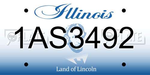 1AS3492 Illinois License Plate