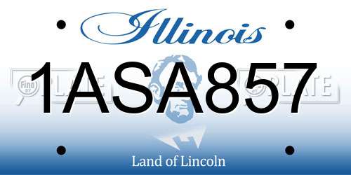 1ASA857 Illinois License Plate