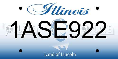 1ASE922 Illinois License Plate