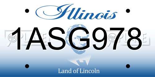 1ASG978 Illinois License Plate