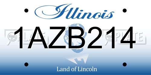 1AZB214 Illinois License Plate