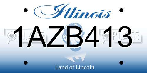 1AZB413 Illinois License Plate