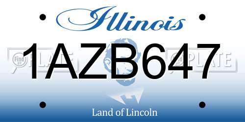 1AZB647 Illinois License Plate