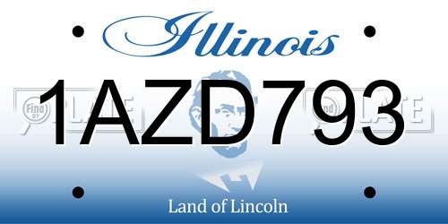 1AZD793 Illinois License Plate