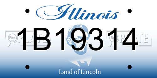1B19314 Illinois License Plate