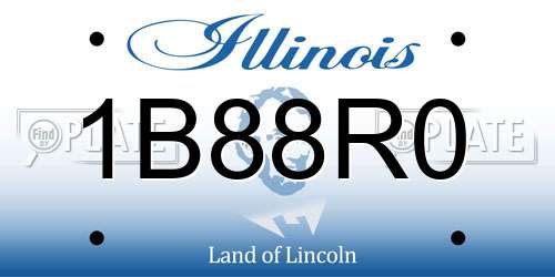 1B88R0 Illinois License Plate