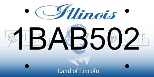 1BAB502 Illinois License Plate