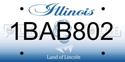 1BAB802 Illinois License Plate