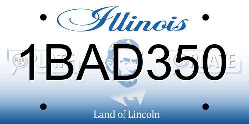 1BAD350 Illinois License Plate
