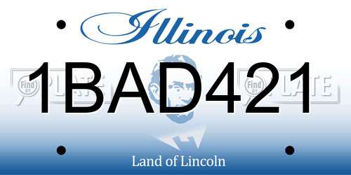 1BAD421 Illinois License Plate