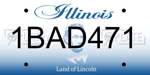 1BAD471 Illinois License Plate