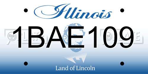 1BAE109 Illinois License Plate