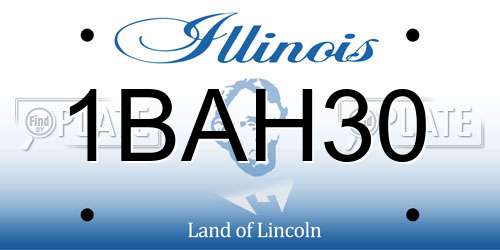 1BAH30 Illinois License Plate