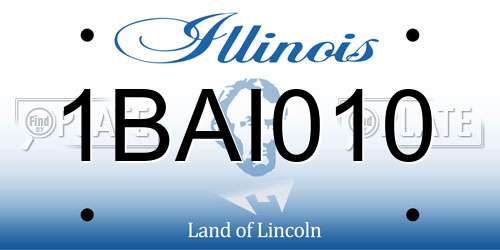 1BAI010 Illinois License Plate