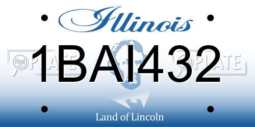 1BAI432 Illinois License Plate