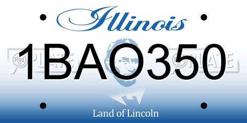 1BAO350 Illinois License Plate