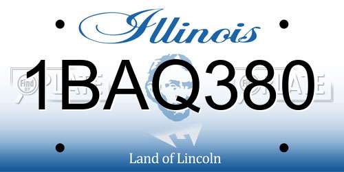 1BAQ380 Illinois License Plate