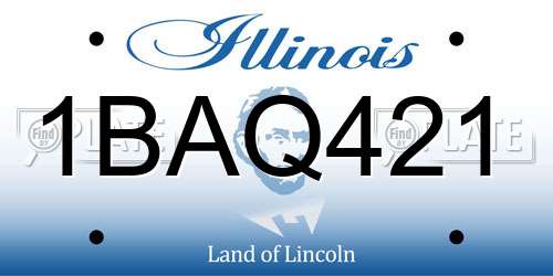 1BAQ421 Illinois License Plate
