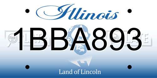 1BBA893 Illinois License Plate