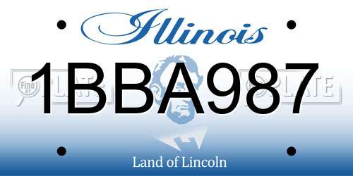 1BBA987 Illinois License Plate