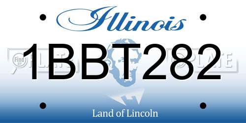 1BBT282 Illinois License Plate