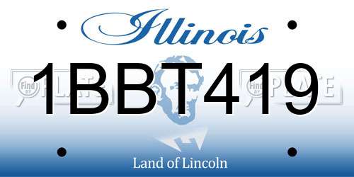 1BBT419 Illinois License Plate