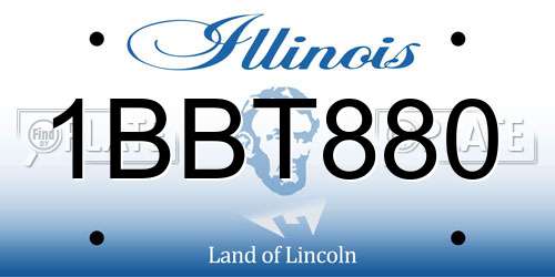 1BBT880 Illinois License Plate