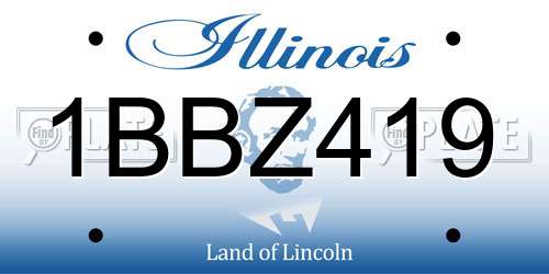 1BBZ419 Illinois License Plate