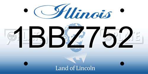 1BBZ752 Illinois License Plate