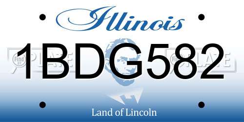 1BDG582 Illinois License Plate