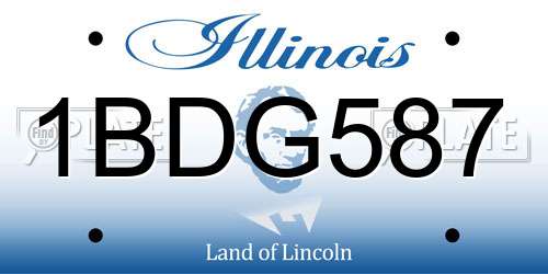 1BDG587 Illinois License Plate