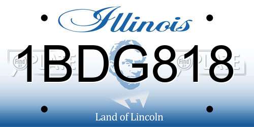 1BDG818 Illinois License Plate