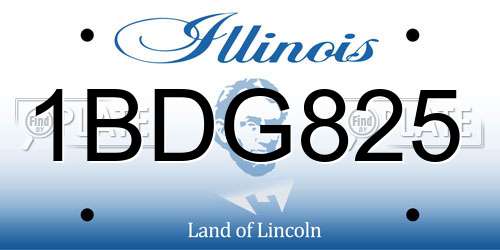 1BDG825 Illinois License Plate
