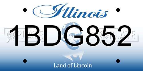 1BDG852 Illinois License Plate