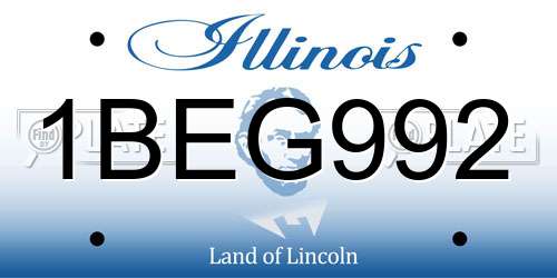 1BEG992 Illinois License Plate