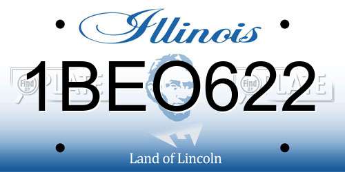 1BEO622 Illinois License Plate