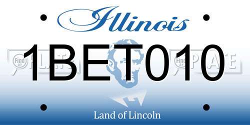 1BET010 Illinois License Plate