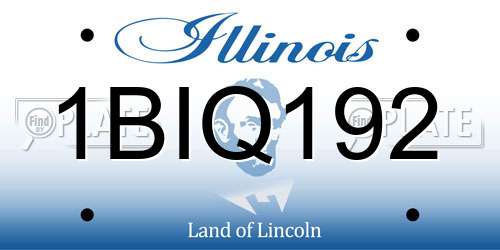 1BIQ192 Illinois License Plate