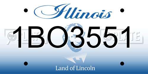1BO3551 Illinois License Plate