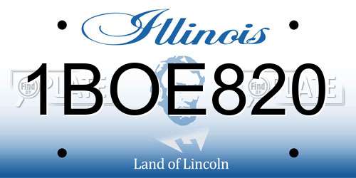 1BOE820 Illinois License Plate