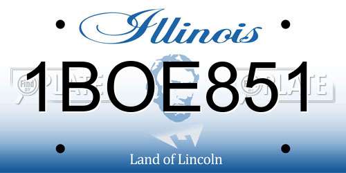 1BOE851 Illinois License Plate