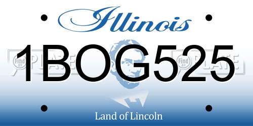 1BOG525 Illinois License Plate