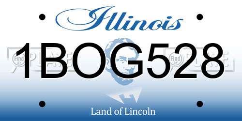 1BOG528 Illinois License Plate