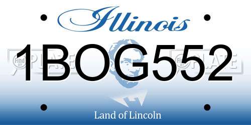 1BOG552 Illinois License Plate