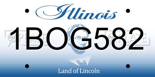 1BOG582 Illinois License Plate