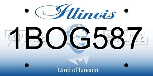 1BOG587 Illinois License Plate