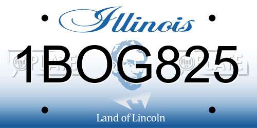 1BOG825 Illinois License Plate