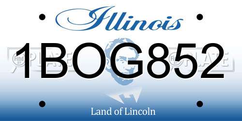 1BOG852 Illinois License Plate