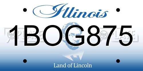 1BOG875 Illinois License Plate
