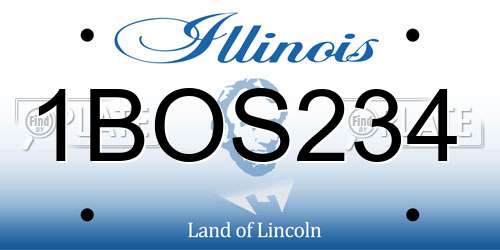 1BOS234 Illinois License Plate